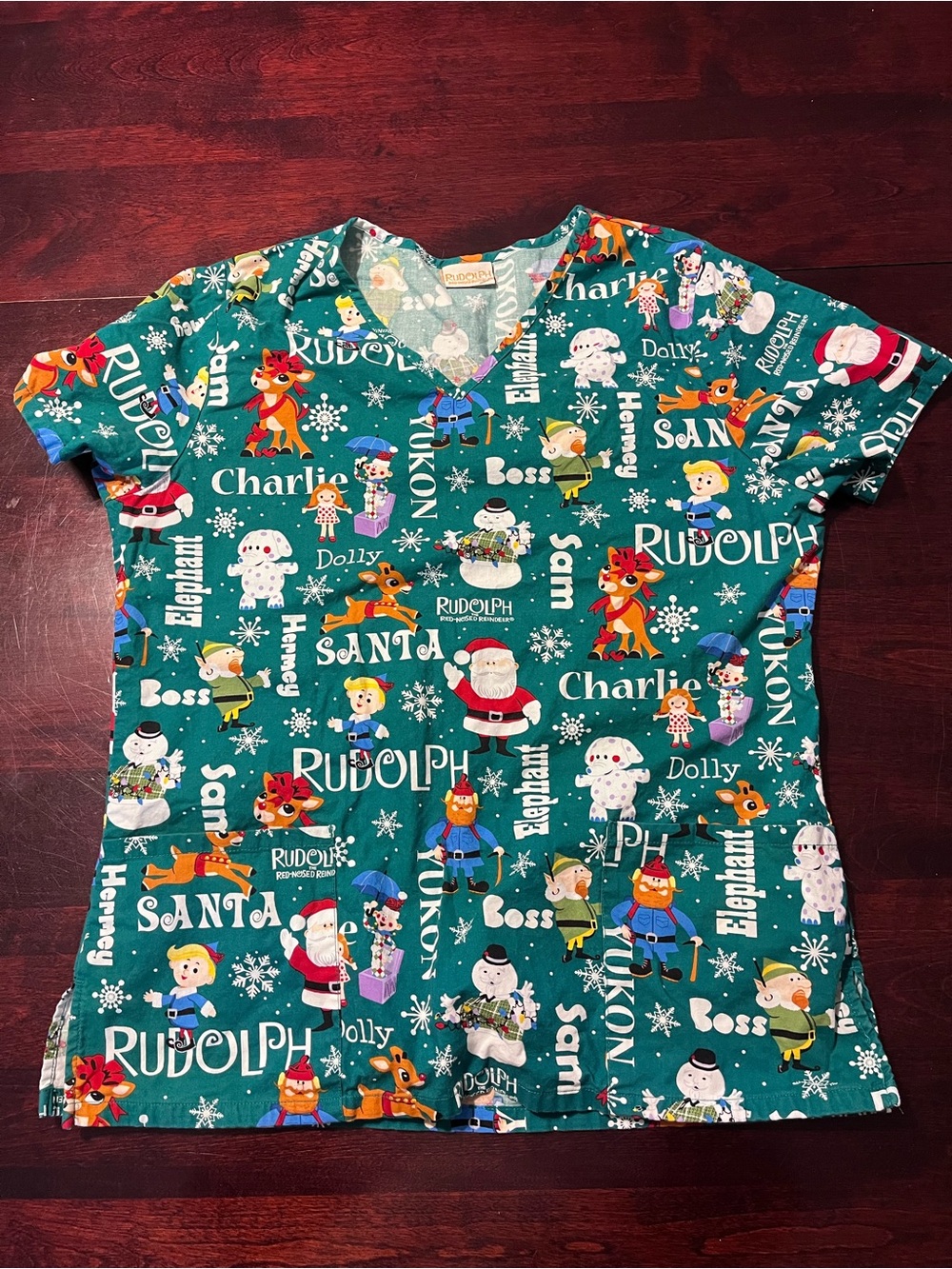 Women's Green Holiday Print Short Sleeve Tee - Unbranded